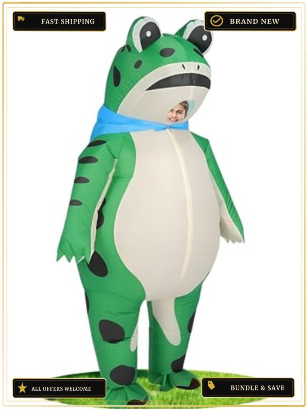 Adult Inflatable Frog Costume Full Body Blow Up Funny Halloween Party Cosplay
